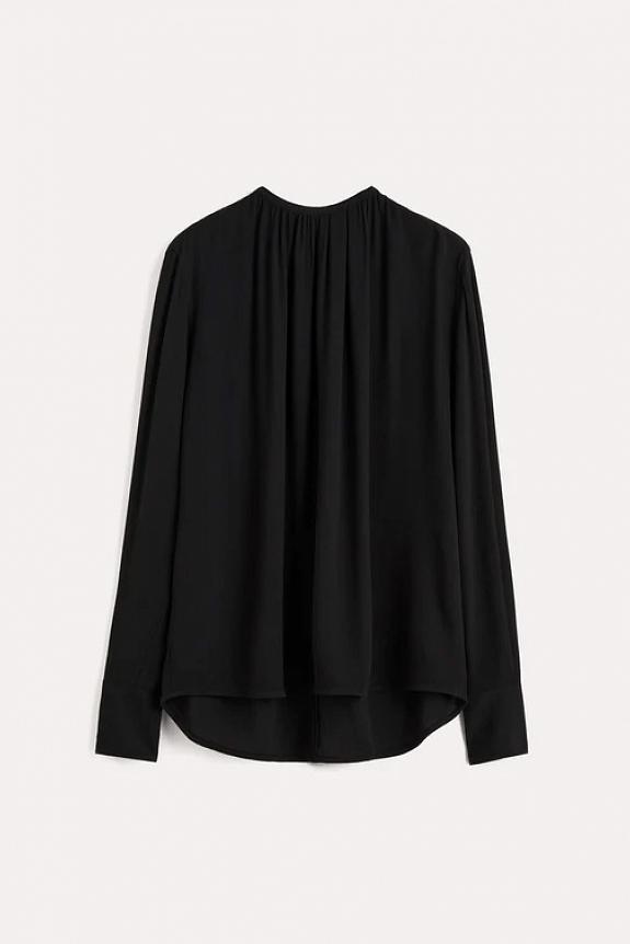 Toteme Gathered-Neck Crepe Blouse Black-5